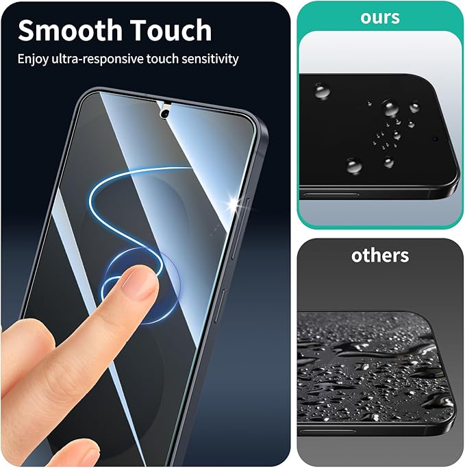 3*Privacy Screen Protector for Samsung Galaxy S24/S25 with a Installation Alignment Aid, Anti-Spy Tempered Glass Film, Private Black Protection, [Shatterproof][ Shockproof]