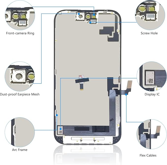 for iPhone 16 Screen Replacement 6.1 inch, 3D Touch LCD Screen Display Digitizer Frame Assembly Repair Kit with Waterproof Seal+Repair Tools+Screen Protector for A3288, A3287, A3081, A3296