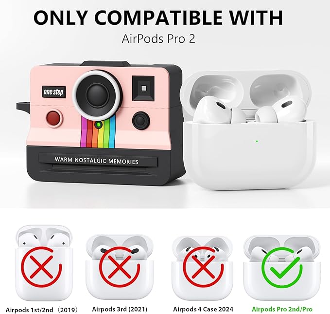 Case for Apple AirPods Pro 2 Cases with Camera Cover Compatible Anti-Drop Silicone Cover AirPods Pro Accessories Kit Cleaning Tools for Earbuds Keychain Earphone Cases (Pink, Airpods Pro 2/1 Case)
