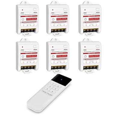 Wireless Light Switch and Receiver Kit, 1 Switch, 6 Receivers