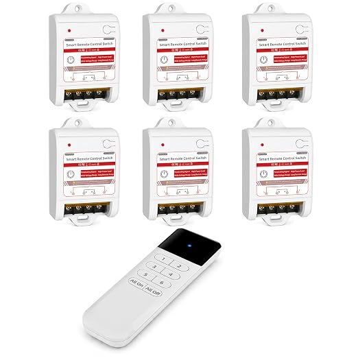 Wireless Light Switch and Receiver Kit, 1 Switch, 6 Receivers