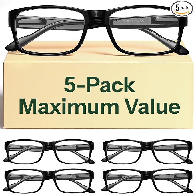 Gaoye 2.25 Professional Reading Glasses for All Day - Computer Readers with Blue Light Protection - Value Pack