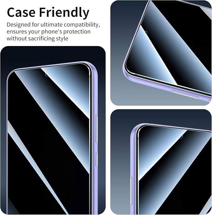 Privacy Screen Protector for Samsung Galaxy A54, Anti-Spy Tempered Glass, Double Shatterproof 9H Hardness, Dark Privacy Protection, Anti-Scratch Impact Resistant Screen Cover for Daily Use - 3 Pack