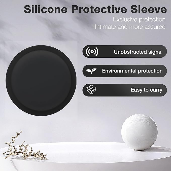 LiZHi Case for Apple Airtag Holder Cover Airtag Sticker Stick on Adhesive Mount Silicone for Tv Remote Car Phone 2 Pack，Black