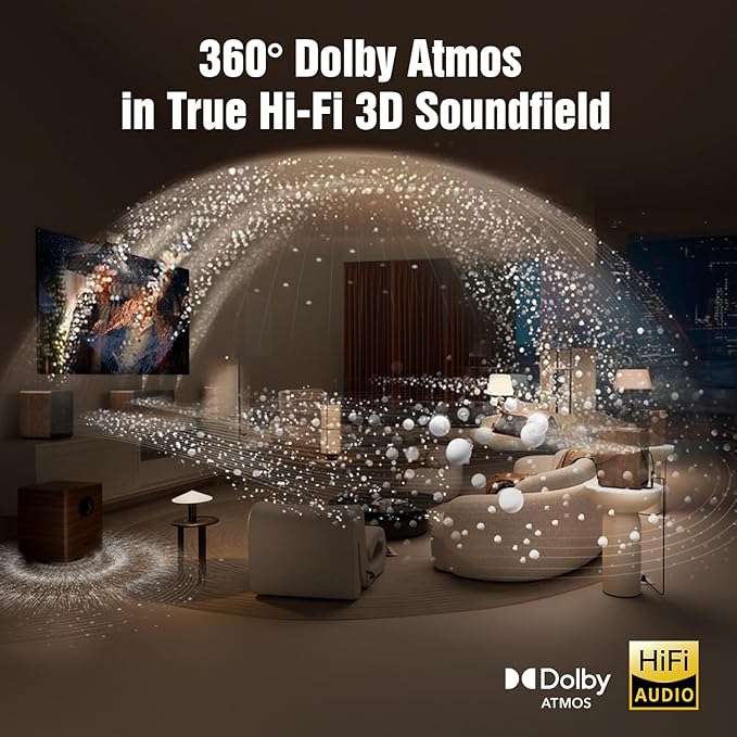 True 5.1.4 Hi-Fi Surround Sound System with Dolby Atmos, 900W Home Theater Sound Bar for Smart TV, Center Channel Speaker with 4 Surrounds, 25Hz Subwoofer, Hi-Fi Grade Crossover, Soundbar eARC, BT 5.4