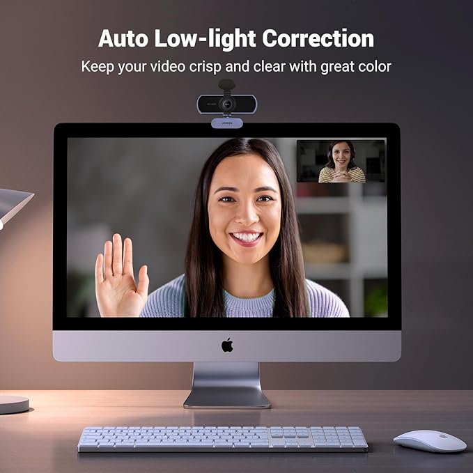 Full HD 1080P Webcam with Noise Canceling Microphone for Video Calls and Streaming Grey