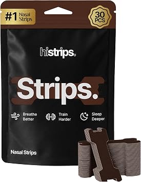 HiStrips High Performance Nasal Strips, Sweat-Proof, Brown, 30 Count