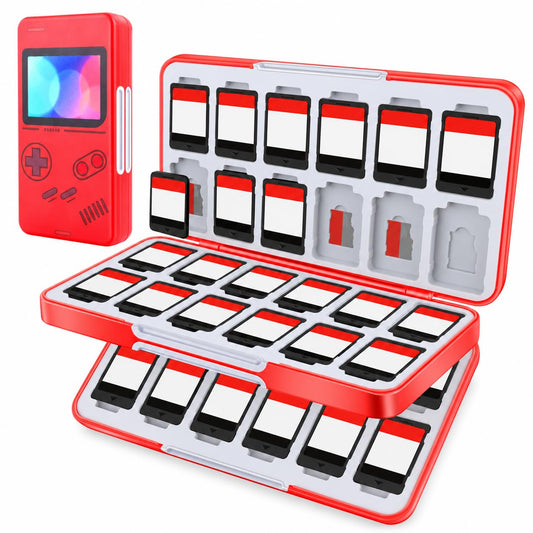 MOSAHOLL Switch Game Card Case Holder - Portable Game Organizer Traveler Gift Accessories with 48 Cartridge Slots and 24 Micro SD Card Storage, Magnetic Closure, Protective Hard Shell and Soft Lining