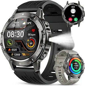 Smart Watch for Men Answer/Make Call: Military Smart Watches for Men Android Phones iPhone Fitness Tracker Waterproof Digital Mens Watches Heart Rate Monitor Running Smartwatch Samsung Compatible
