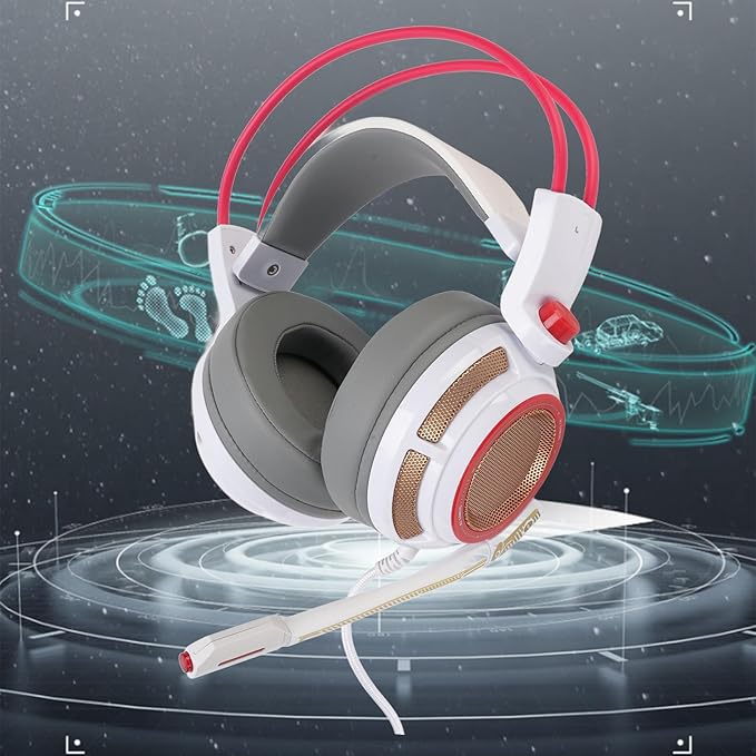 Gaming Headset, 7.1 Surround Sound USB Headphones, Noise Cancelling Mic and Adaptive Headband for PC P S5 P S4 Switch