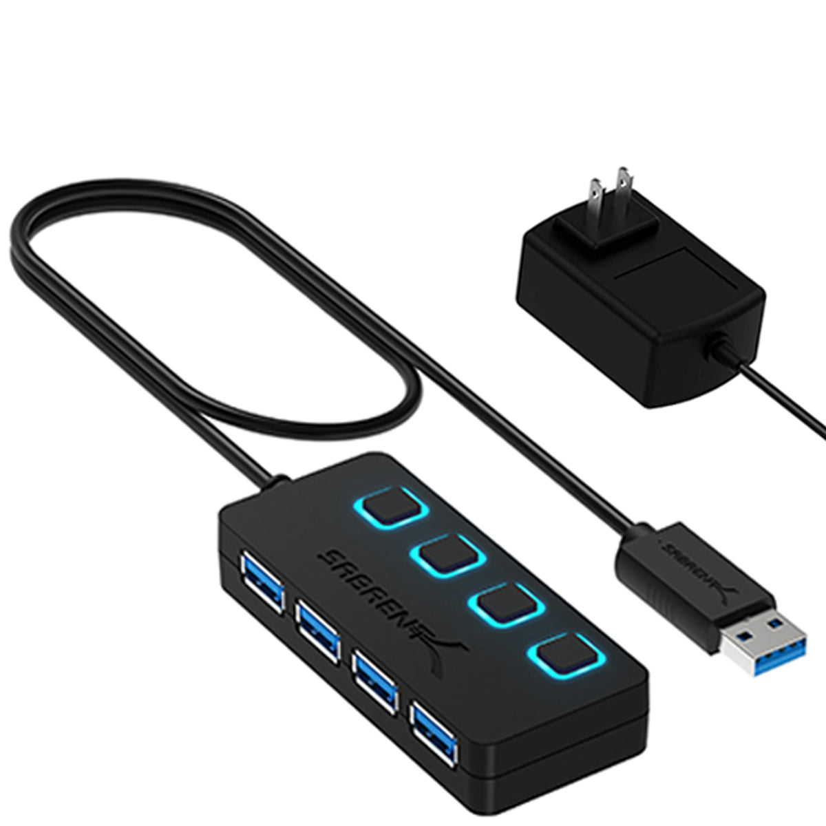 SABRENT 4-Port Powered USB 3.0 Hub, LED Power Switch | Charging & Powe - Image 1