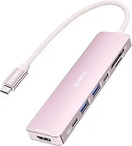 BENFEI 7-in-1 USB C Hub with HDMI(4K@60Hz), 2 USB-A, 1 USB-C Data, 100W Charge, SD/TF Card Reader, Silicone Tangle-Free Cable Compatible with MacBook Pro/Air, iPad Pro, iMac, iPhone 15 Pro/Pro Max