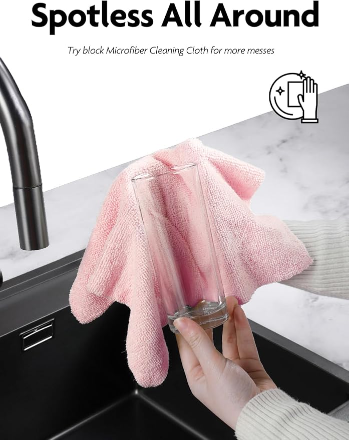 Fantasticlean Microfiber Cleaning Cloth Roll -60 Pack, Tear Away Microfiber Towels, 12" x 12", Reusable, Washable, Scratch Free, Ultra Absorbent Dishcloth for Home Supplies,Car (Pink & Lavender)