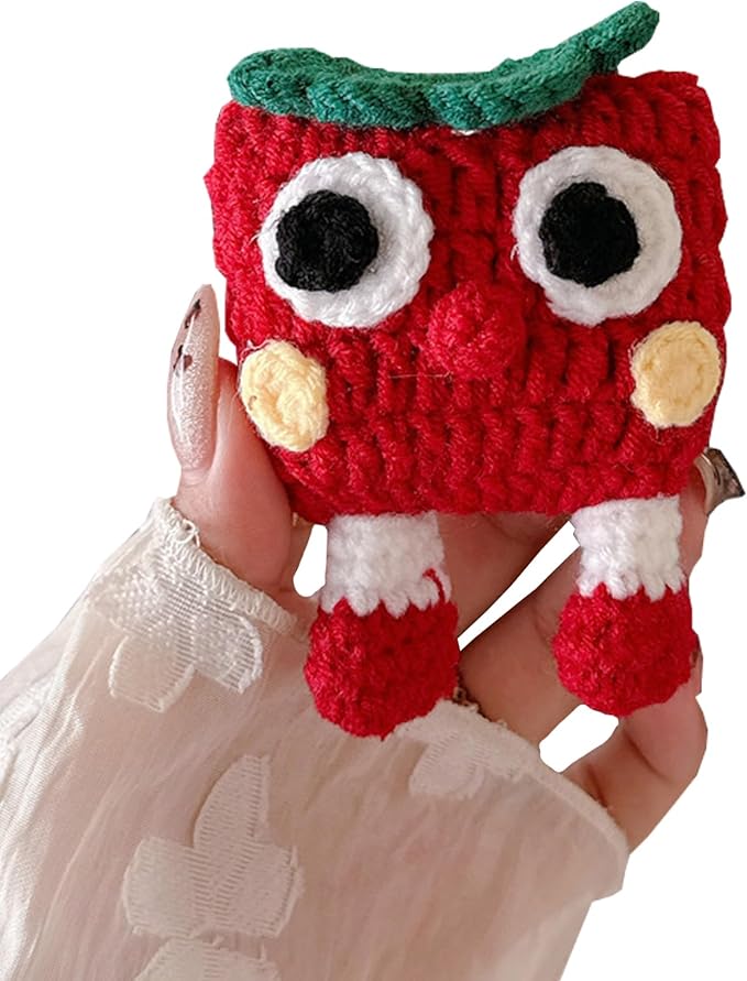 Yatchen Furry Case for AirPods 1&2,Funny Cute 3D Cartoon Plush Kawaii Tomato Fluffy Soft Warm for AirPods 2nd 1st Generation Carrying Charging Box with Keychain Protector