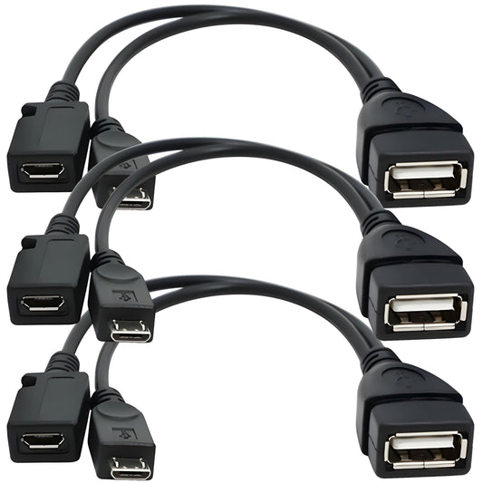 [3 Pack] USB Port Adapter, Micro OTG Cable and Power - Compatible with fireSticks, Streaming Media Devices, Rii and Logitech Keyboards, and Nintendo Switch, SNES, NES Classic