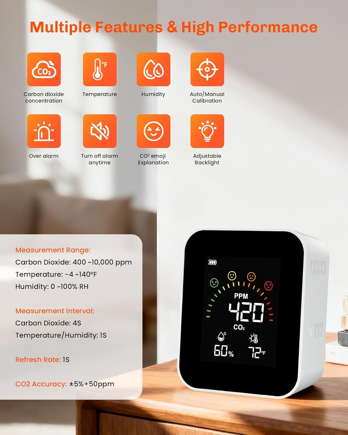 CO2 Monitor — NDIR Sensor, Real-Time Air Quality Display