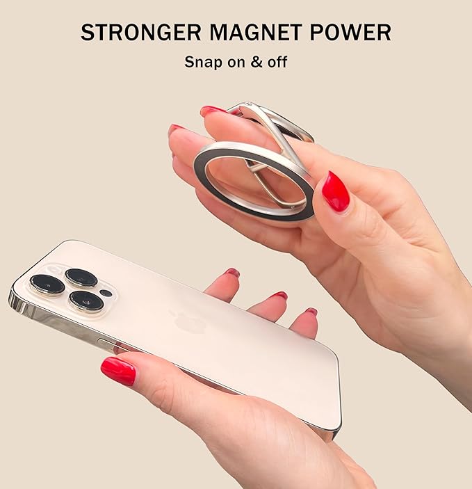 Allengel for MagSafe Phone Ring Grip Holder, Magnetic Adjustable Finger Kickstand, Compatible with MagSafe Phone Grip for iPhone 16 Pro Max, 15 14 13 12 Plus (Matte Black)