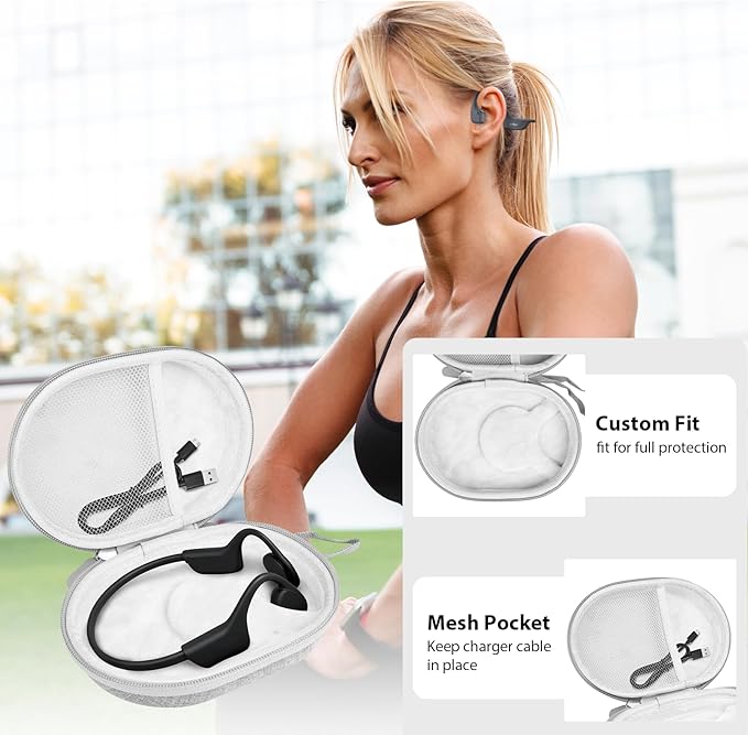 Hard Case for SHOKZ New OpenRun Pro 2/Pro 2 Mini/Open Run/OpenMove/OpenRun/OpenSwim Open-Ear Bone Conduction Sport Headphones Travel Bag,Grey