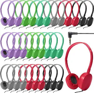 30 Pack Wired Headphones, Adjustable On Ear Headphones, Multi-colors