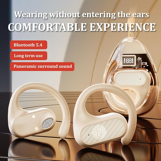 Ows Hanging Earphones 5.4 Bluetooth Outer Ear Open Earbuds Over The Ear Out of Outside Outer Open Ear Headphones Wireless Bluetooth Ear Hanging Headset Headphones Bone Air Conduction Earbuds