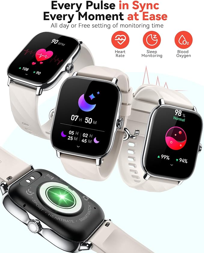 Smart Watches Fitness Tracker for Women Men with Step Counter, Sleep Calorie Monitor, Pedometer, IP68 Waterproof, Smartwatch with 120+ Sports for iPhone Android (Starlight)