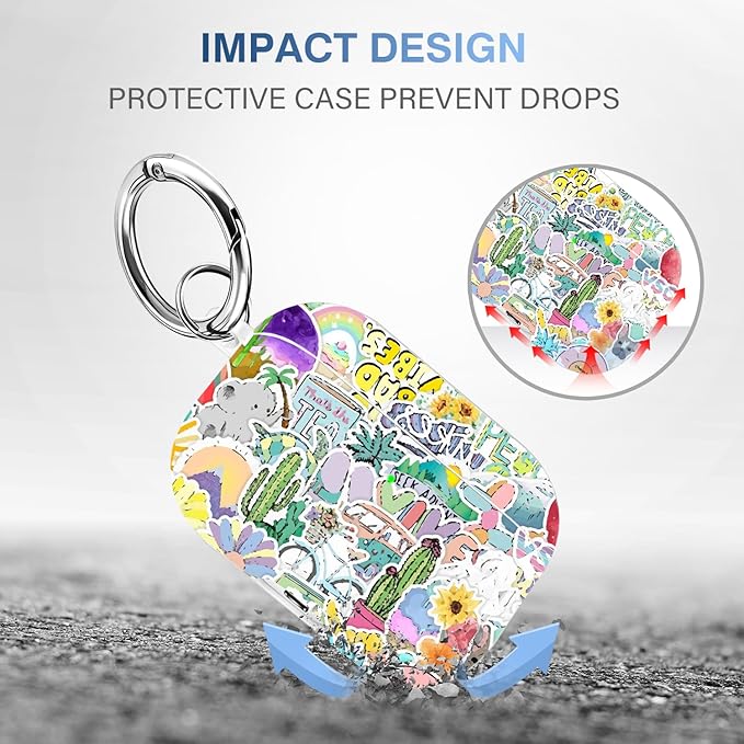 Maxjoy Compatible with AirPods 3rd Generation Case Cover, Cute Flowers Soft Protective for AirPod Gen 3 Charging Case,Cycing Car Cactus Lanyard