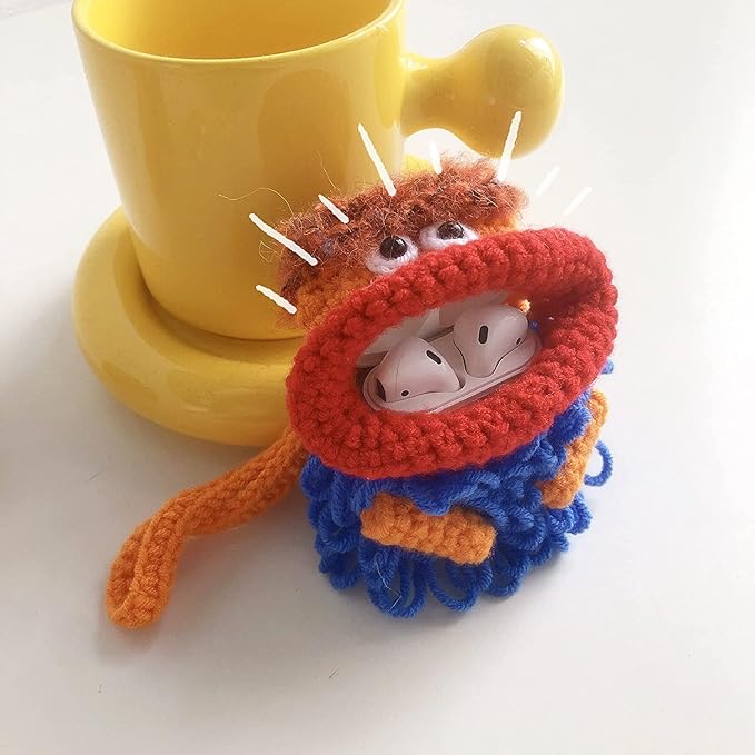 Yatchen Plush Case Compatible with AirPods 3, Creative Cute 3D Cartoon Fur Sausage Mouth Design Funny Mini AirPods 3 Cover Case with Keychain