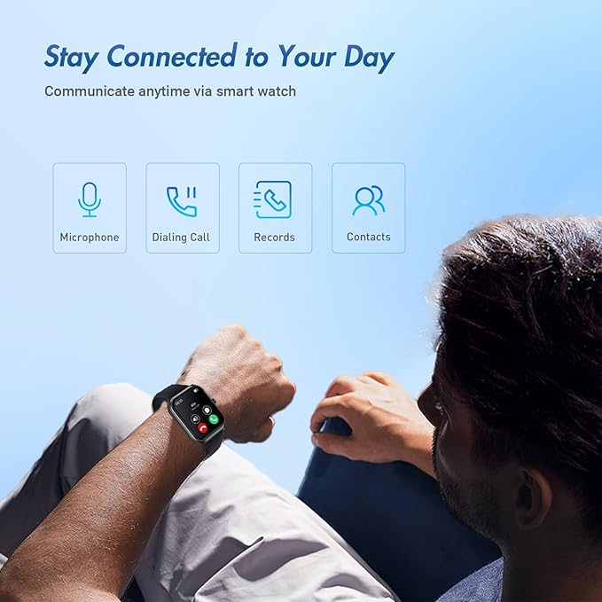 MXQ Fitness Smart Watch for Women Men Android iOS iPhone, 1.91” Large Screen Gun Black Aluminum Case with Black Sport Band, Sleep Tracker, Text and Call, Heart Rate, Blood Oxygen, IP68 Waterproof