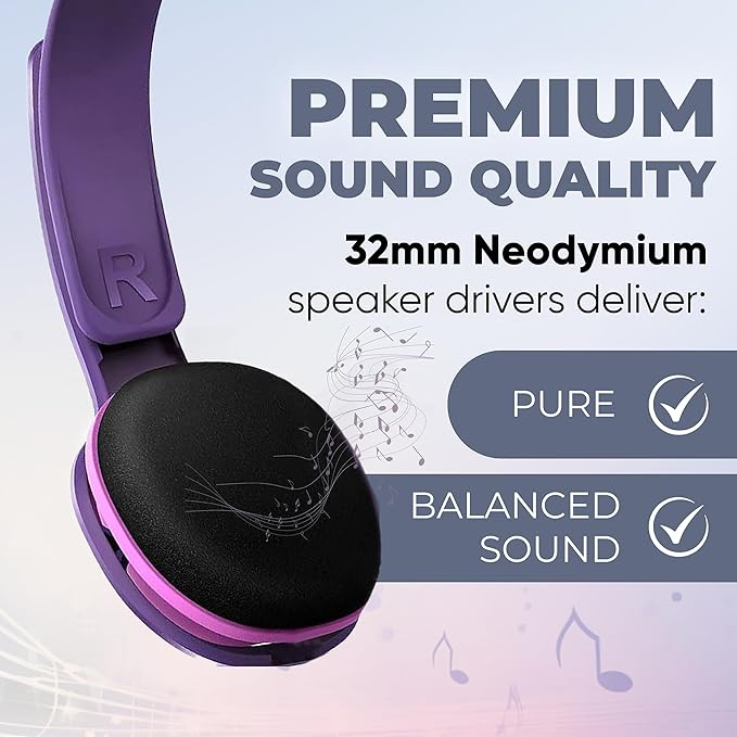 PHILIPS Kids Headphones with Cord, On-Ear Wired Headphones for Kids with Comfortable Fit & Clear Stereo Sound, 85dB Volume Limiter Headset for School/Tablet/iPad/Kindle, Ideal for Girls & Toddlers
