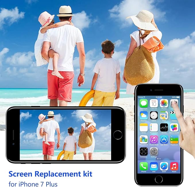 for iPhone 7 Plus Screen Replacement 5.5 Inch Black, Diykitpl 3D Touch LCD Screen Digitizer Replacement for A1661,A1784,A1785, with Repair Tools Kit+Waterproof Frame Adhesive+Screen Protector