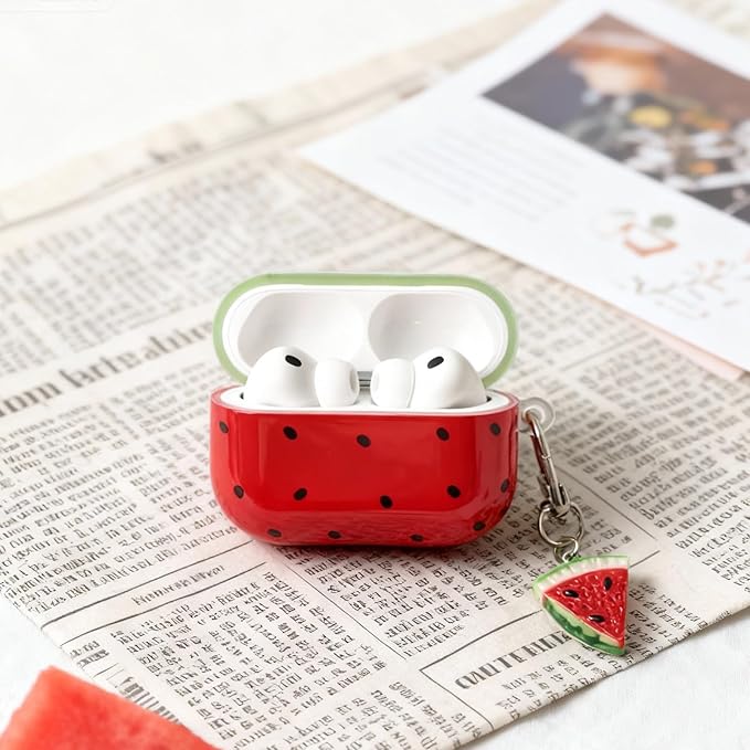 for AirPods Pro 3 Case 2025 - Cute 3D Watermelon IMD Fruit Design for Air pod Pro 3 Cover with Keychain,Soft Shockproof Silicone Cover for Airpods Pro 3 Gen, for Girls Women
