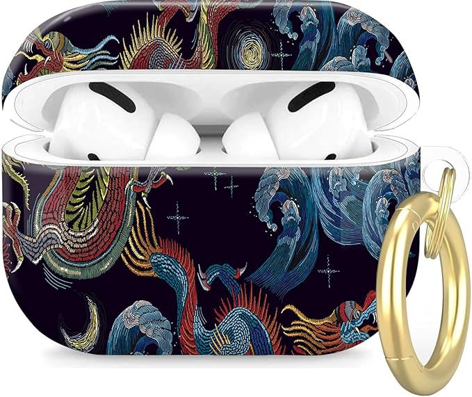 Compatible with Airpod Pro 2nd/1st Generation,Full Protection Cover for Women,Accessories Hard Case Portable & Shockproof for Airpod Pro 2nd Charging Case 2023/2022/2019(Dragon)