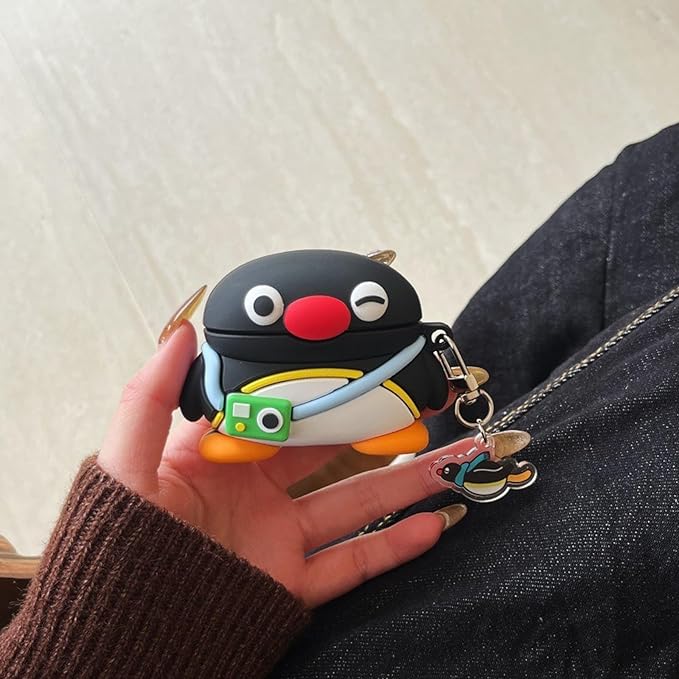 Case Compatible with Airpods 3, Cute Kawaii Camera Penguin Design Earbuds Cover, Kids Boys Girls Portable Accessories Soft Silicone Wireless Earphone Shockproof Protector for Gifts