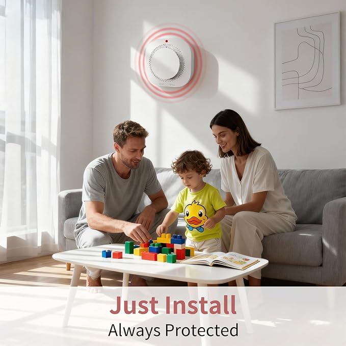 Smoke Detectors for Home,Photoelectric Wireless Fire Alarms Replaceable Battery Powered,Portable Smoke Alarm with Test/Mute Button,Attic Smoke Detector,4 Pcs(Battery Not Included)