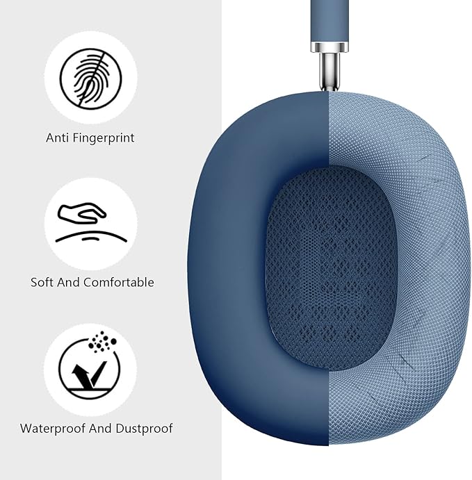 Case for Airpods Max Headphones, Ear Pad Case Cover/Ear Cups Co ver/Headband for AirPods Max (USB-C/Lightning)(2024/2020), Silicone for Apple Airpod Max, Accessories Cases(Dark Blue)