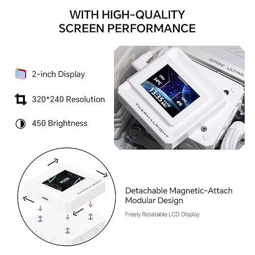 Thermalright FW360 SE ARGB V2 360mm AIO CPU Liquid Cooler, 2" LCD Screen, TL-M12Q 2000RPM Daisy-Chain Fans, for AM4/AM5 & Intel LGA 1700/1851, White