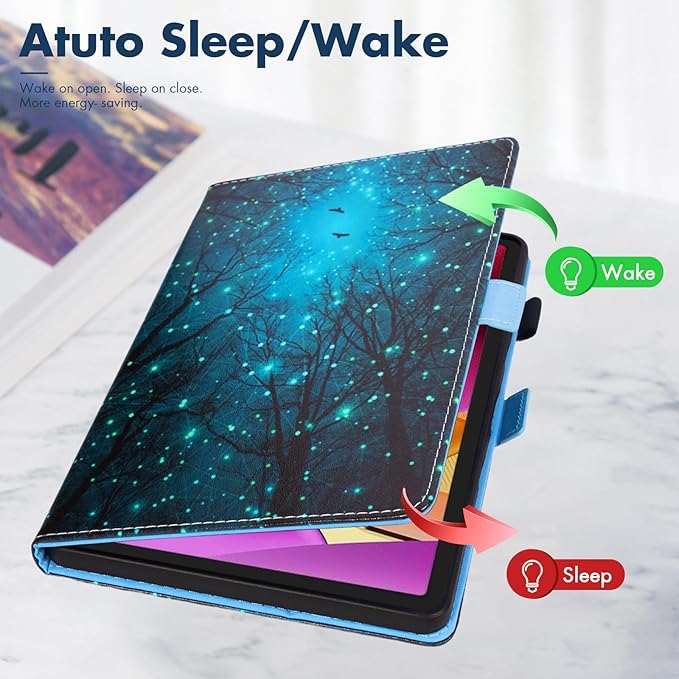 Dteck for Amazon Fire Max 11 Tablet Case 11" (13th Generation) 2023, PU Leather Shell TPU Back Cover Fold Stand Case with Auto Sleep Wake, Adjustable Viewing Angles, Cute Folio Case, Starry Forest