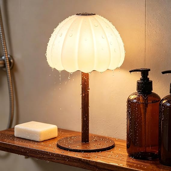 Cordless Shower Lamp, IP65 Waterproof Rechargeable Cloud Light, Touch Dimmable Table Lamp with 3000mAh Battery, 4 Modes Color Changing Mood Light for Inside Shower, Bathroom, Bedroom