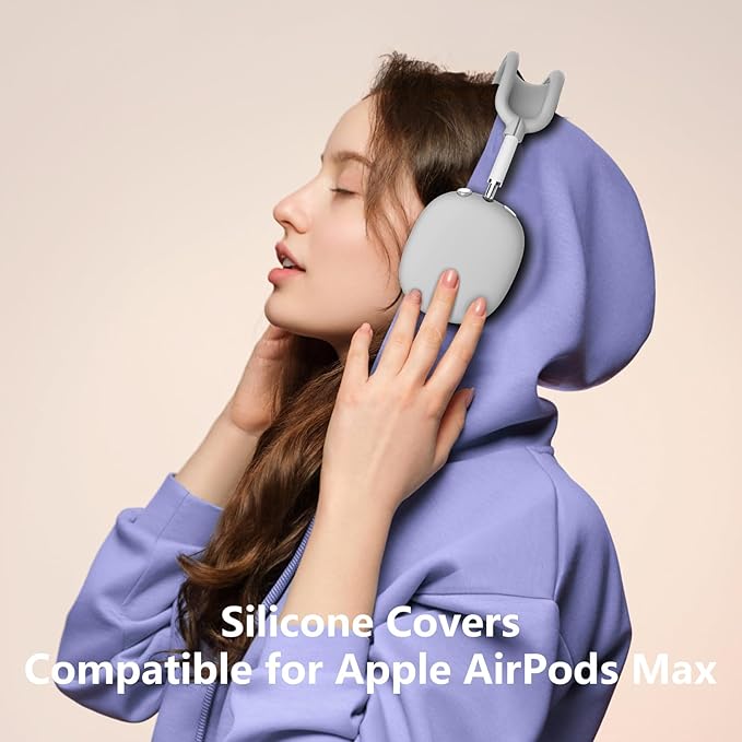 Silicone Case Cover for AirPods Max, Ear Pad Case Cover/Ear Cups Cover/Headband Cover for AirPods Max Headphones, Accessories Soft Silicone Protector for Apple AirPod Max New USB-C (2024) (Gray)
