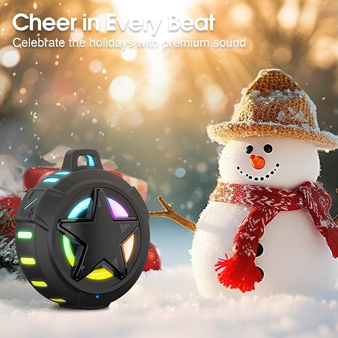 EBODA Bluetooth Shower Speaker, IP67 Waterproof Portable Speakers, Floating, TF Card, Small Outdoor Speaker with LED Light, True Wireless Stereo for Bike, Beach, Paddle Board, Kayak, Gifts