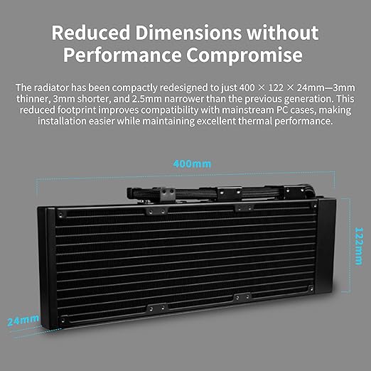 Lian Li Hydroshift II-C 360 Liquid CPU Cooler - Flexible Slide-Tube Clamp Coolant Pathway - 2.1??IPS LCD Screen - 3 Control Mode - Fits Most PC Fans - LGA 1851/1700, AMD AM5/AM4 - Black (HS2LCD36B)