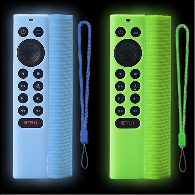 2Pack Gavyqier Silicone Protective Cover fits NVIDIA Shield TV Pro/4K HDR Remote Controller Series Anti-Slip Shockproof Glow in The Dark Glow Green&Glow Blue