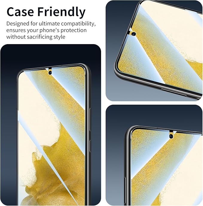 2*Screen Protector and 2*Camera Lens Protector for Samsung Galaxy S22 with a Installation Alignment Aid, Double Shatterproof HD Tempered Glass Film, [9H Hardness][Anti-Scratch]