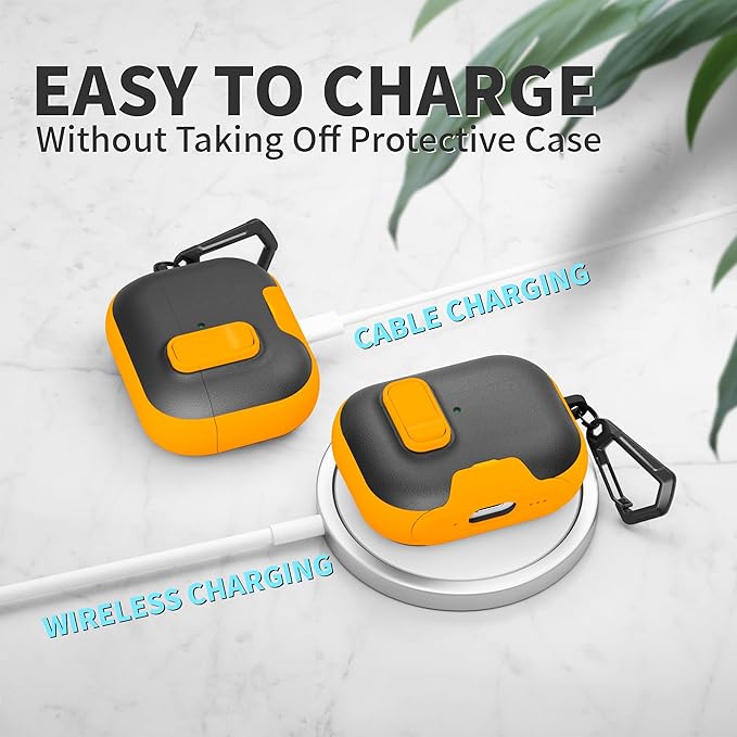 for AirPods Pro 3 Case with Lock,TPU Leather Texture Durability Anti-Lost & Shockproof Protective Cover Accessories with Cleaning Kit in Keychain for Apple AirPod Pro 3 Generation 2025(Yellow/Black)