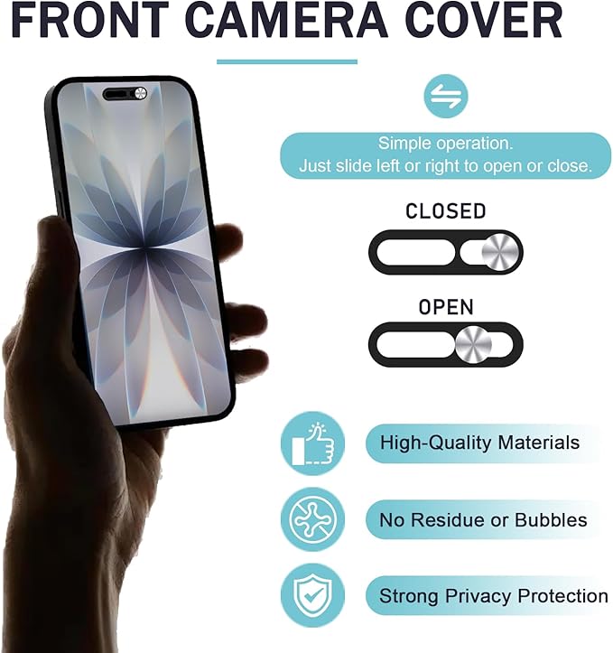 Front Camera Cover Compatible for Phone 17/17 Air/17 Pro/17 Pro Max - Easy Slide Security Cover, Privacy Slider Protects Your Phone Security-Silver