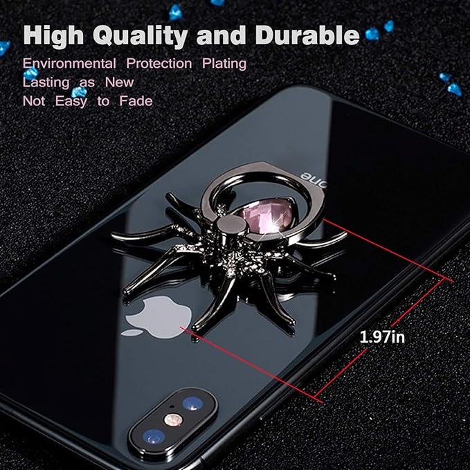 Allengel Spider Phone Ring Holder Stand, Animal Bling Finger Ring Grip, Diamond Phone Ring Kickstand for Smartphone - Pink