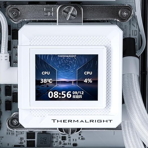 Thermalright FW 240 SE ARGB White-AIO CPU Liquid Cooler,IPS LCD Screen with 320 * 240 Resolution,for AM4/AM5,Intel LGA1700/1851,2-inch Magnet-Absorbent LCD Screen for Images-White,PC CPU Water Cooler