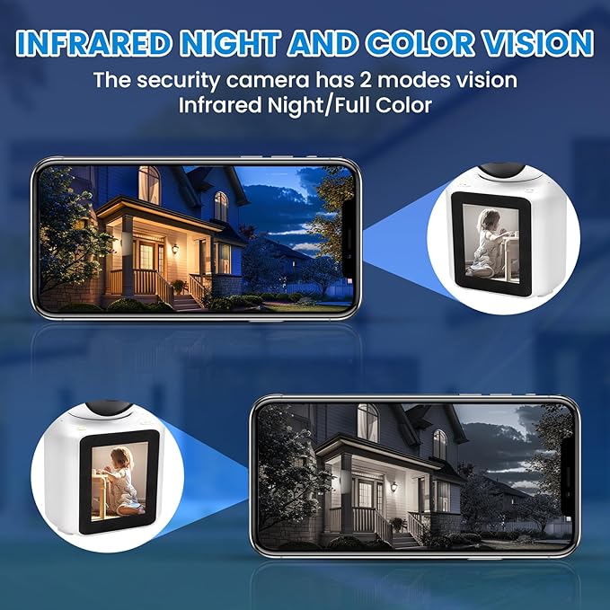 Security Camera, 2K/3MP Outdoor Camera 2.4G Hz E27 Camera for Home Security, 24/7 Recording, Motion Detection and Alarm (C)