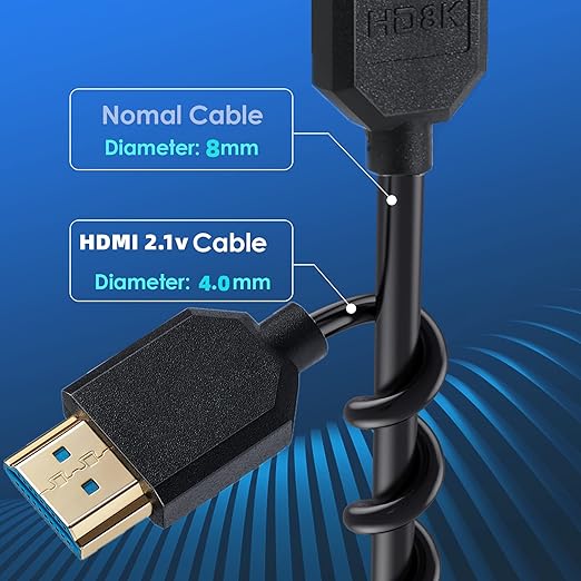 MysRuida 1ft HDMI 2.1 Extension Cable, 8K@60Hz 4K@120Hz, 48Gbps Bandwidth, 3D Vision, Supports HDR10 4:4:4, HDCP 2.2/2.3, Dolby and Dynamic HDR, Left Angle Extender Cord for PS5/PS4 Xbox HDTV Switch