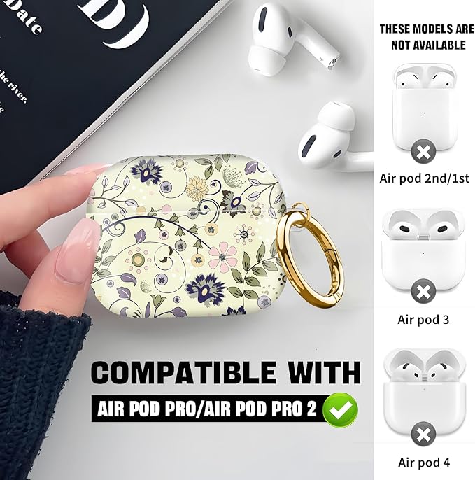 Compatible with AirPod Pro 2nd//1st Generation Case Cover with Key Chain,Full Protective Shockproof Wireless Headphone Case for Airpod Pro 2023/2022/2019（Tree Branches）